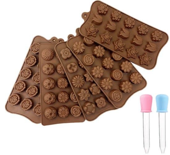 5-delt non-stick silikone bageformssæt til chokolade, slik og gelé