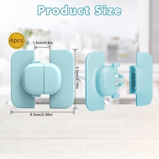 Kylskåpslås för barnsäkerhet - Låda Lås, Självhäftande, Multifunktionellt Lås (Blå, 4-pack)