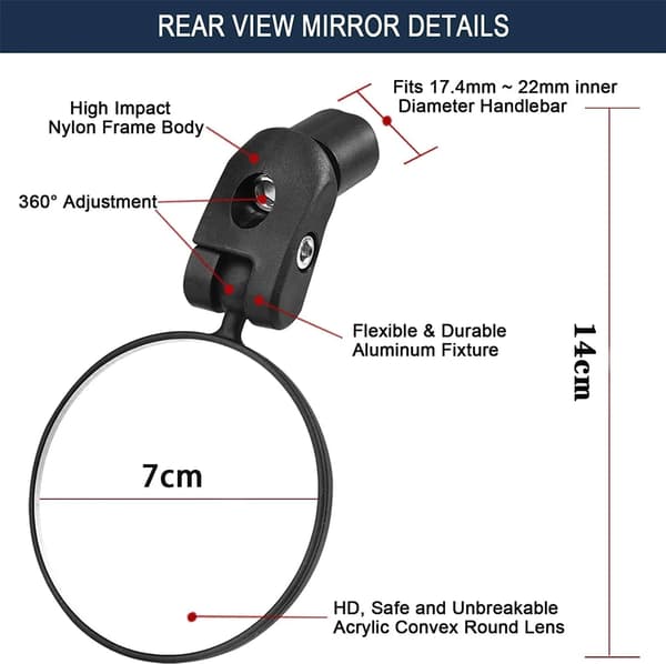 2-pack 360° justerbara vidvinkelcykelstyreändbackspeglar