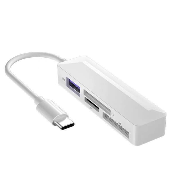 M47 USB-C til USB 2.0, SD, MicroSD/TF, MS kortlæseradapter, Velegnet til mobiltelefon, PC, laptop