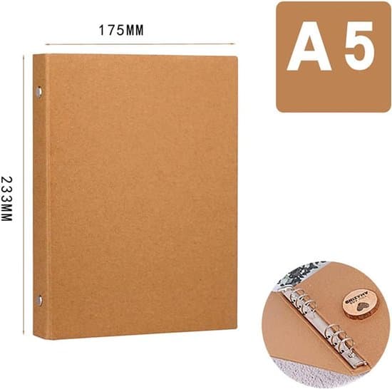 Genopfyldelig A5 Kraft Ringbind Mappe - 6 Ringe til Dokumenter og Scrapbog - 2 Stykker