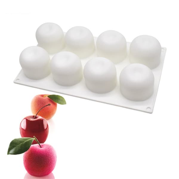 8 æble silikoneforme, mousse bageforme, frugtkageforme, chokoladeforme