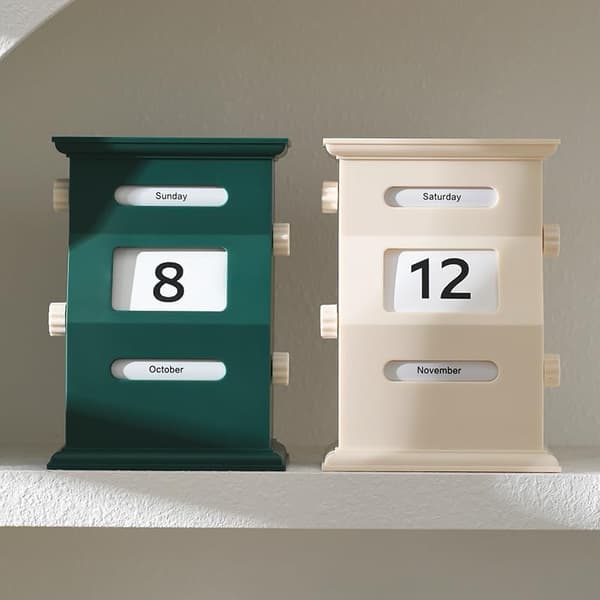 Retro skrivbordskalender, roterande månader - grön