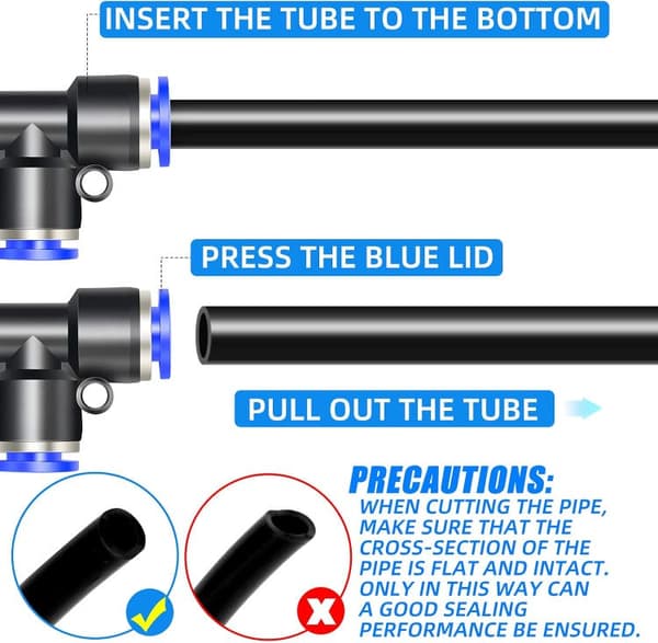 Otte blå 16 mm udvendig diameter T-hurtigkoblinger (PE-16)