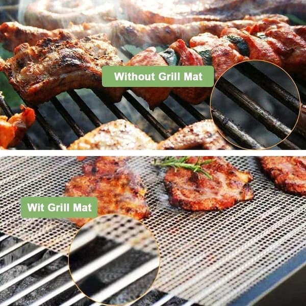 3 st non-stick BBQ grillnätfoder baknätmatta köksmatlagning svart