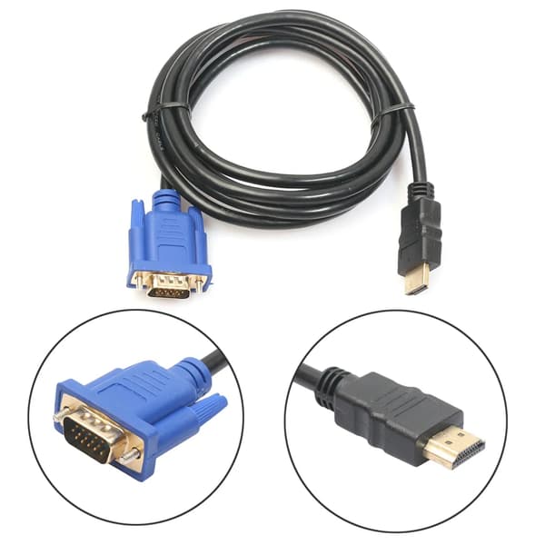 HDMI til VGA high-definition han-opladerkabel af høj kvalitet, 1080P D-Sub interface, 1,8 meter.