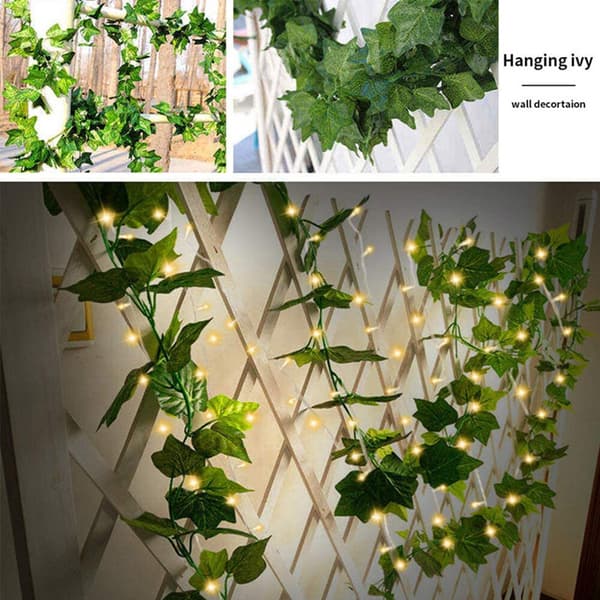 50 LED Efeu Blad Fe Lyskæde Udendørs Have Bryllup