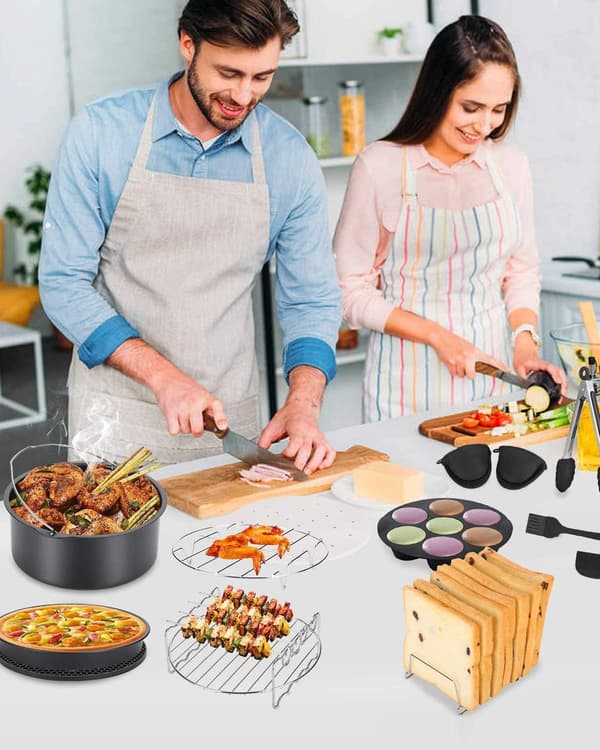 5,5L Airfryer Tilbehør XXL Multifunktionel Bageform i Rustfrit Stål