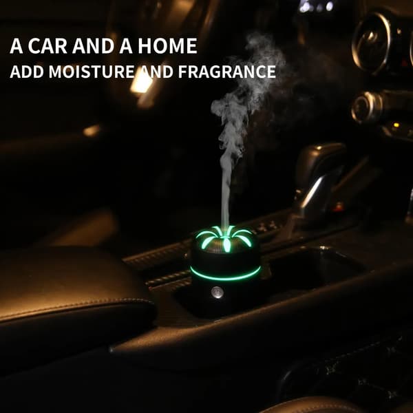 Bil/Hjem Aroma Diffuser m/ 7-farvet LED-lys - Sort