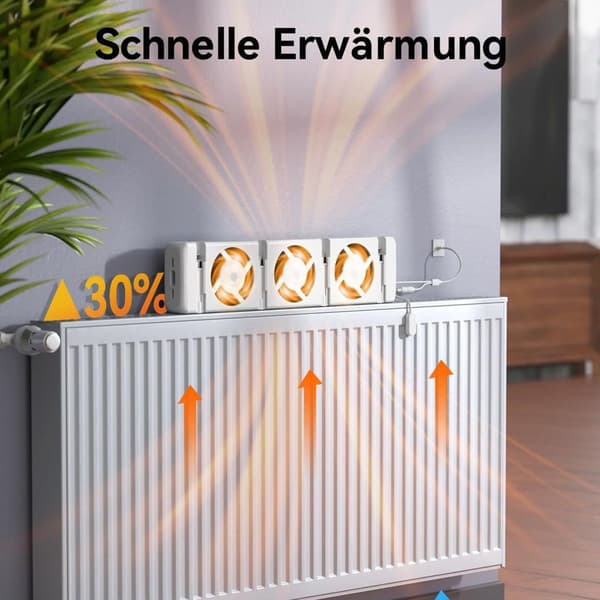 Radiatorventilator, 3.0 smart varmblæser m/ termisk sensor, varmeforstærker til gulvvarme og radiatorer
