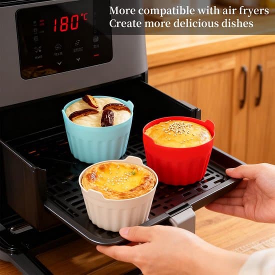 6-delt sæt, silikone muffinforme, airfryer æggeforme, silikone kageforme, non-stick silikone bageforme til afmouldning, silikone bageforme