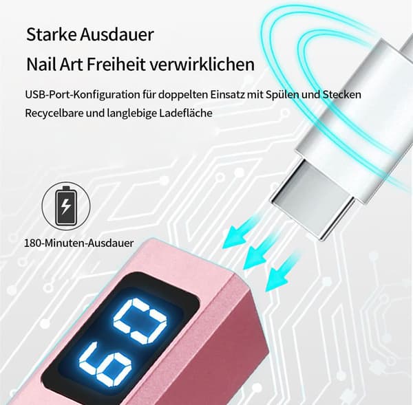 Mini UV LED neglelampe, genopladelig, med LCD-timer, negletørrer, sort