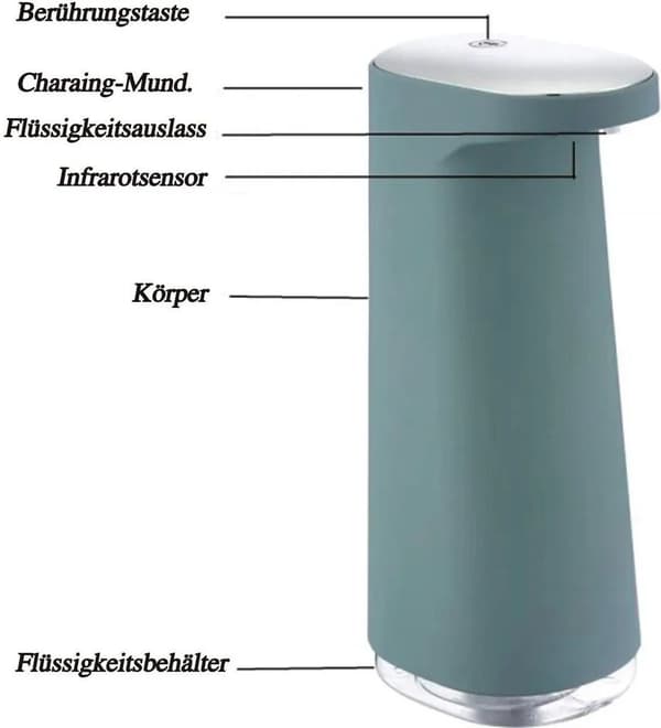 Automatisk sæbedispenser, opvaskemiddeldispenser, 450 ml, USB genopladelig, hvid