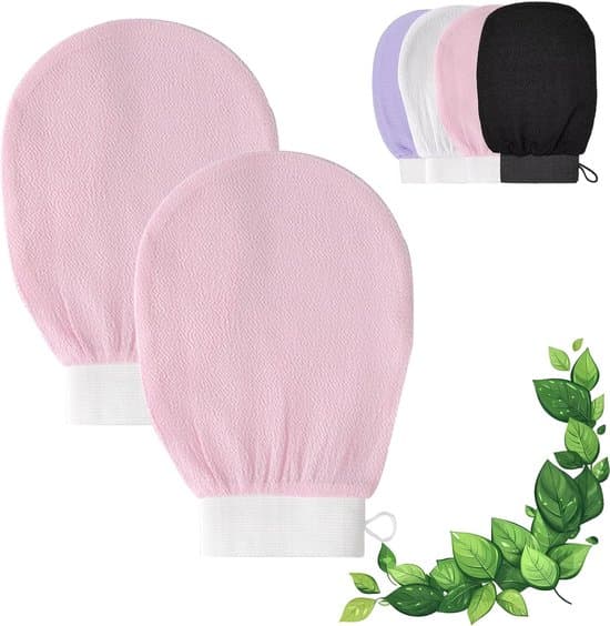 2-pack - Badhandskar - Exfolierande duschhandskar - Återanvändbara - Kroppsvård - Bad - Rosa