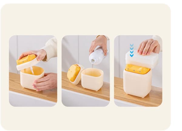 10x8.5x12.5 cm - Gul - Køkkenopvaskemiddeldispenser - Tryk-type Sæbedispenser - Sæbedispenser - Væskedispenser - Køkken essentiel