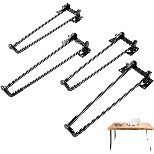 Bordsben, fällbara bordsben, 4-pack, höjd 42 cm, fällbara hairpin-ben, hög bärförmåga, lätta att installera, fällbara soffbordsben