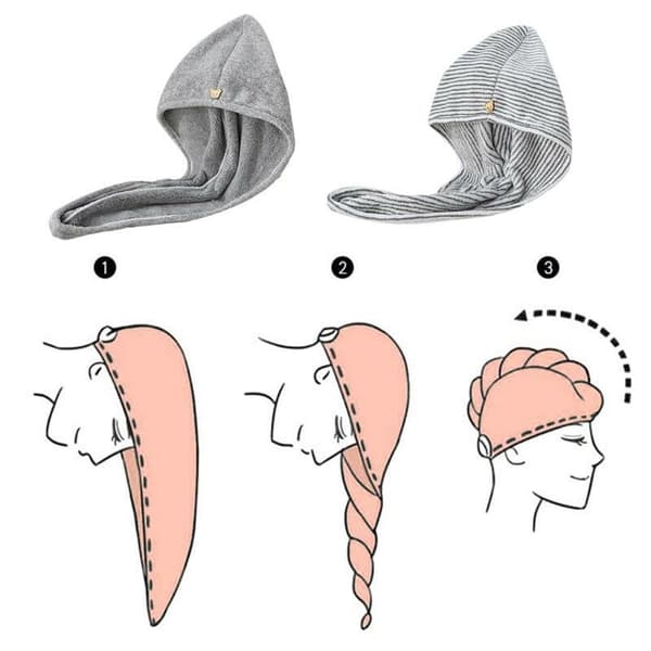 2-pack bambukolfiber hårhandduk snabbtorkande mössa absorberande badrumsdusch