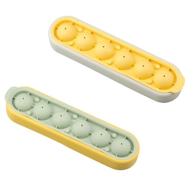 Tvåpack isbitsformar i silikon för hemmabruk, gul + grön