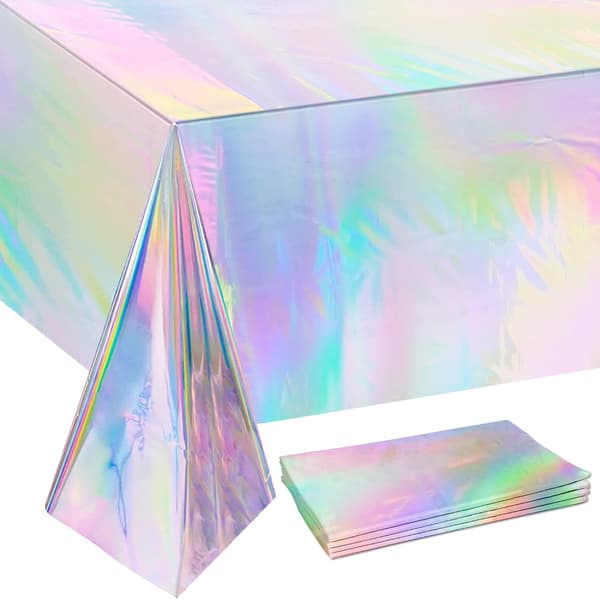 4-pack återanvändbara regnbågsfärgade rektangulära festdukar (137x274cm)