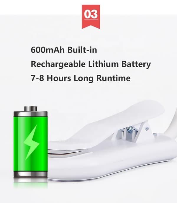 Mini USB Genopladelig Dæmpbar Øjenbeskyttende Sengelæselampe - Sort