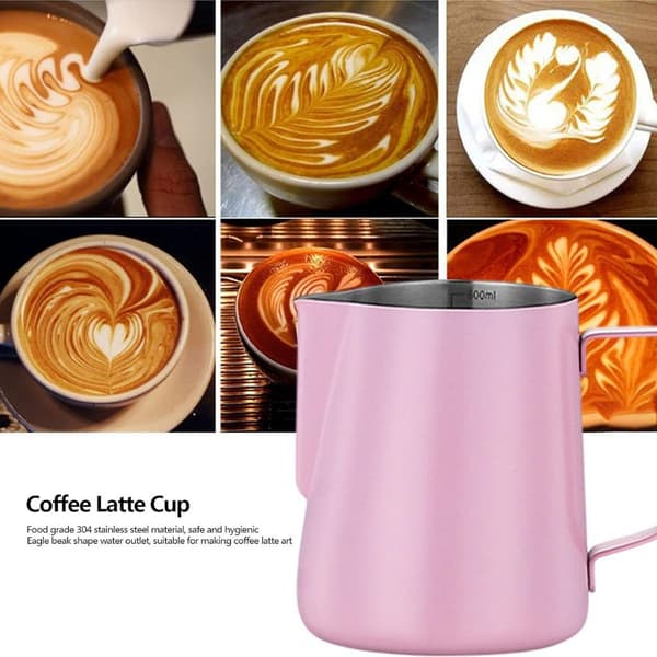 SS mælkeskummer kaffekop latte mælkeskummer, pink