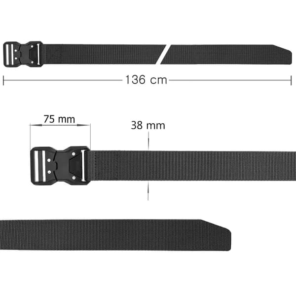 Taktisk bælte, performancebælte, unisex, med quick release-spænde, sort