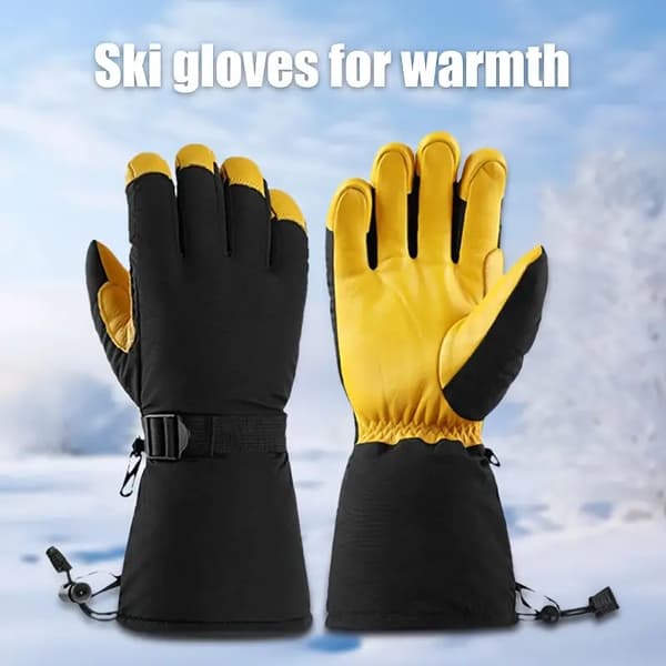 Ekstremt kolde vinterhandsker isolerede -10°C justerbar håndledsski unisex sort gul