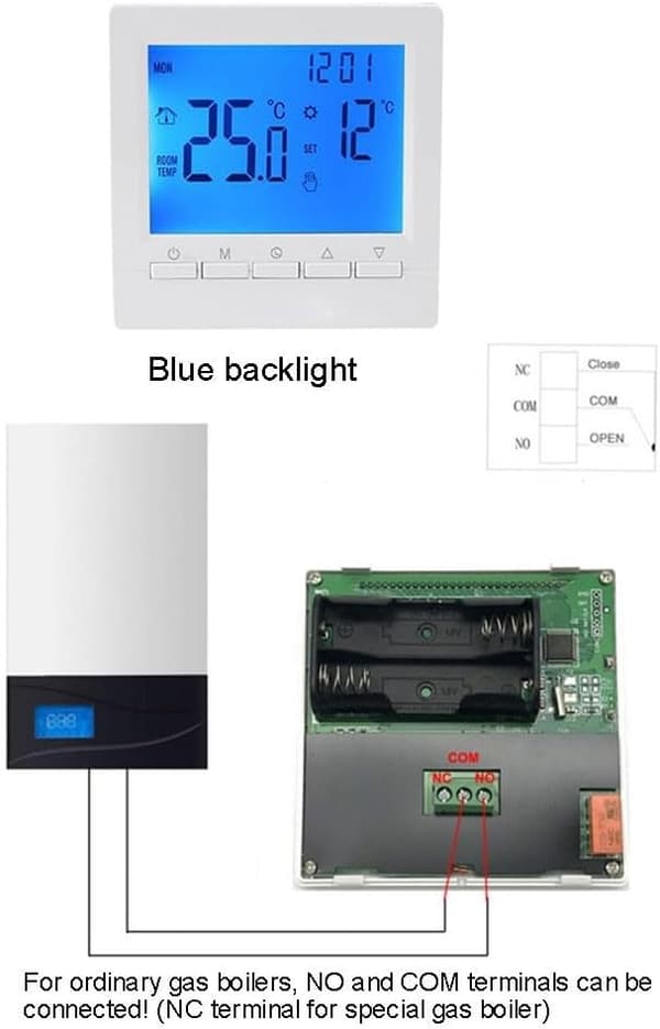 Intelligent programmerbar termostat lämplig för väggmonterade gaspannor med LCD-display