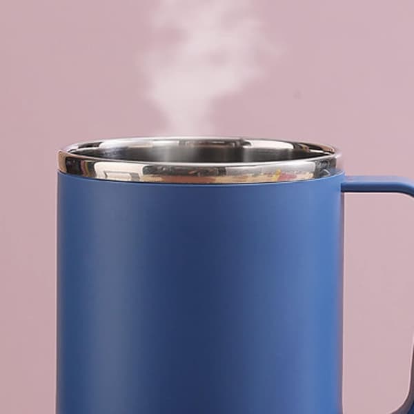 Kaffemugg, 460 ml, innerfoder i 304 rostfritt stål, läckagesäker, elegant och bärbar, lämplig för utomhusaktiviteter (blå).