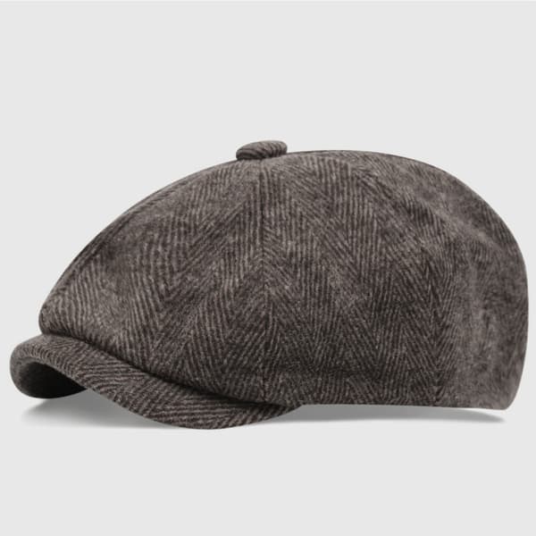 Unisex Retro Flad Kasket, Baret, Sort, One Size