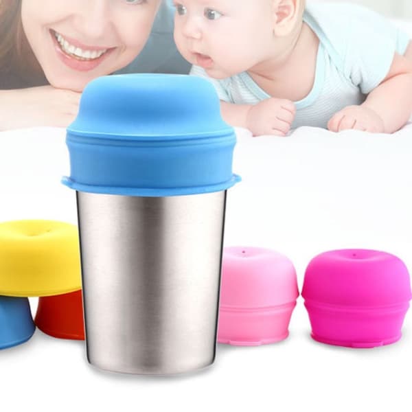 Spillsäker sugrörsmuggskydd sugrörshål silikon sippy lock Mason Jar Blå
