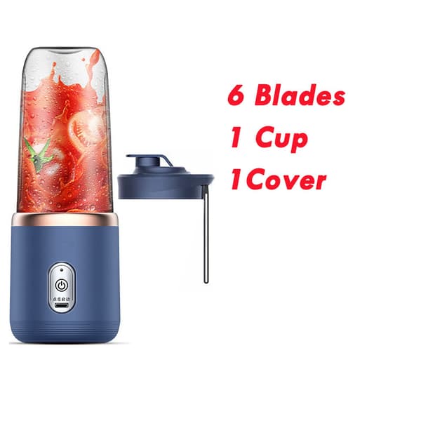 Bærbar Blender Smoothies Milkshakes USB Opladning - Blå