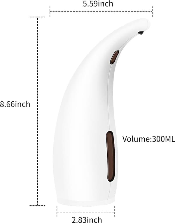Automatisk desinfektionsmiddeldispenser, sæbedispenser m/ infrarød sensor, Velegnet til håndsæbedispenser til badeværelse og køkken, 300 ml - hvid
