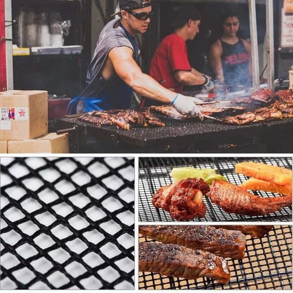 3 st non-stick BBQ grillnätfoder baknätmatta köksmatlagning svart