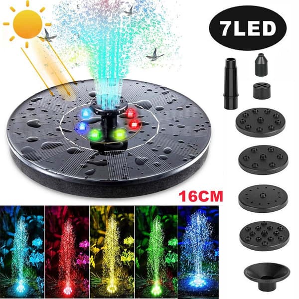 Fuglebad Flydende Solfontænepumpe Vandpanel Strøm Pool Have Dam Sæt 16cm Solfontæne LED Sæt
