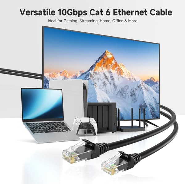 10 Gbps 5-pak Cat 6 Ethernet-kabel 5m Sort