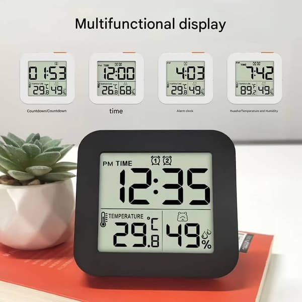 Digital timer duschklocka med alarm, badrum kök väggklocka, vit