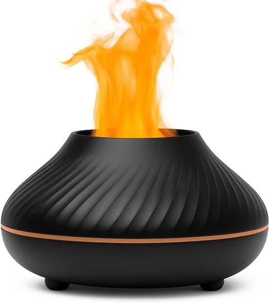 Lämplig för Bonfire Aroma Diffuser Luftfuktare 7 Ljusalternativ Aromaterapi Förångare Svart