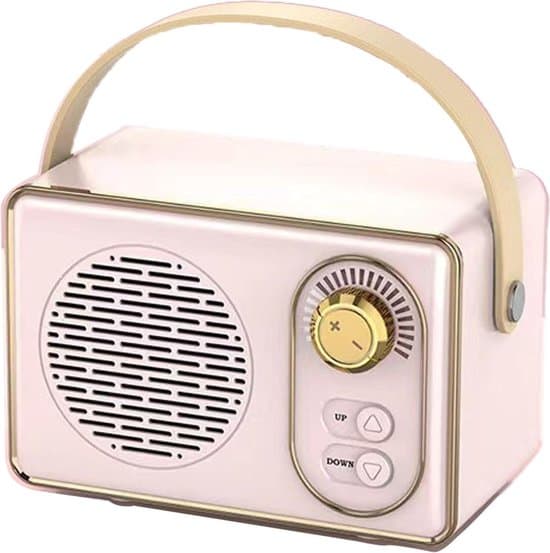 Laadukas retro Bluetooth-kaiutin - Bluetooth-kaiutin - erittäin pitkällä akunkestolla - vaaleanpunainen