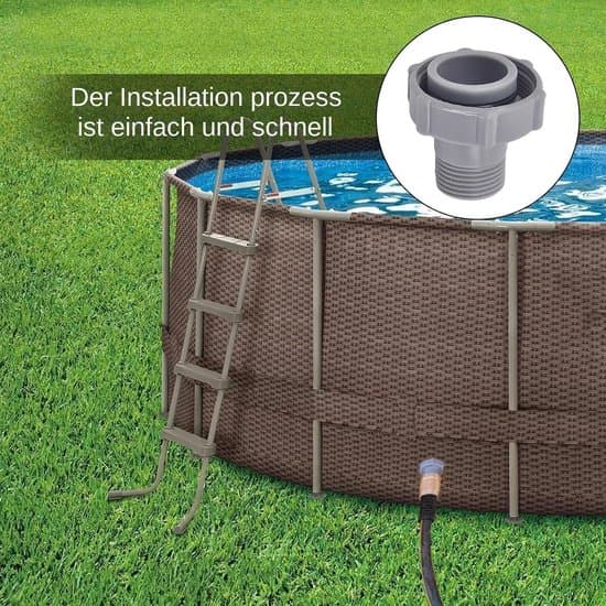 Poolanslutning - Slangomvandlare - Töm poolen - Slitstarkt PVC-material - 5 x 46 cm - Grå