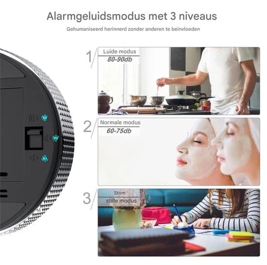 1 stk. digital køkkentimer (8x8x2cm), grå LED stort display magnetisk nedtælling