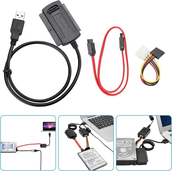 SATA til USB-adapter til 2,5-\" & 3,5-\" SATA-drev, HDD'er & SSD'er, fungerer som HDD-drevdock & IDE-drevdock, superhurtig