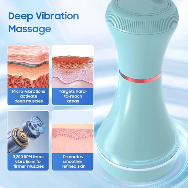 Dybdevævsmassager til kvinder, 5 massagehoveder Vibrationsterapi mod cellulite på ben, lår, mave, nakke