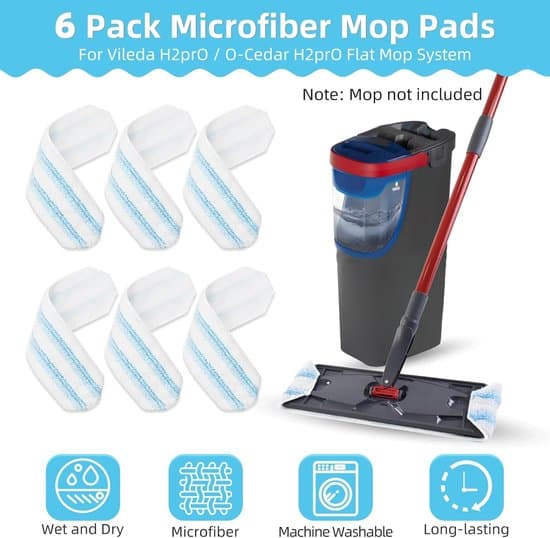 6-delars platt moppbytesdyna-set - Mikrofiber återanvändbar för Vileda/OCedar hårda golv
