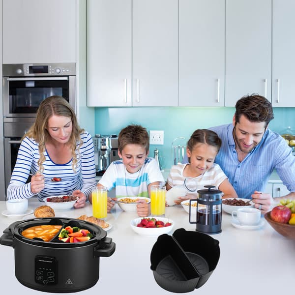Slow Cooker Silikonfoder Lättrengjord Innerkruka Tillbehör - Svart