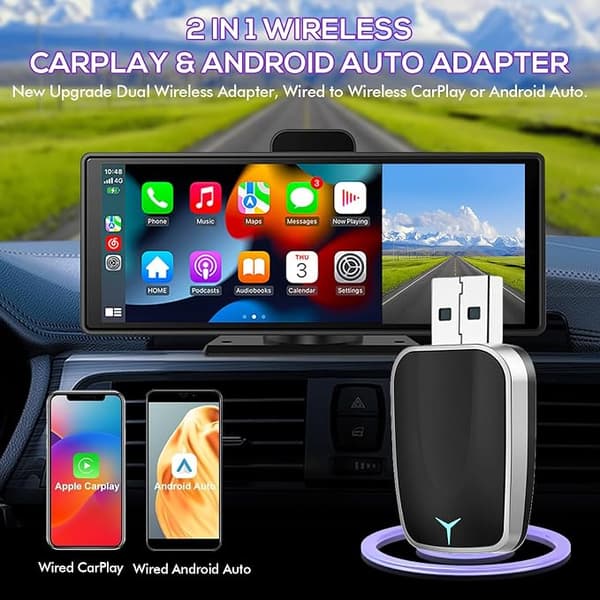 2-in-1 langaton sovitin, auton langaton sovitin, kaapeli iOS 12+:lle ja CarPlaylle