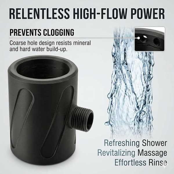 Suurivirtainen pyöreä suihkupää - musta