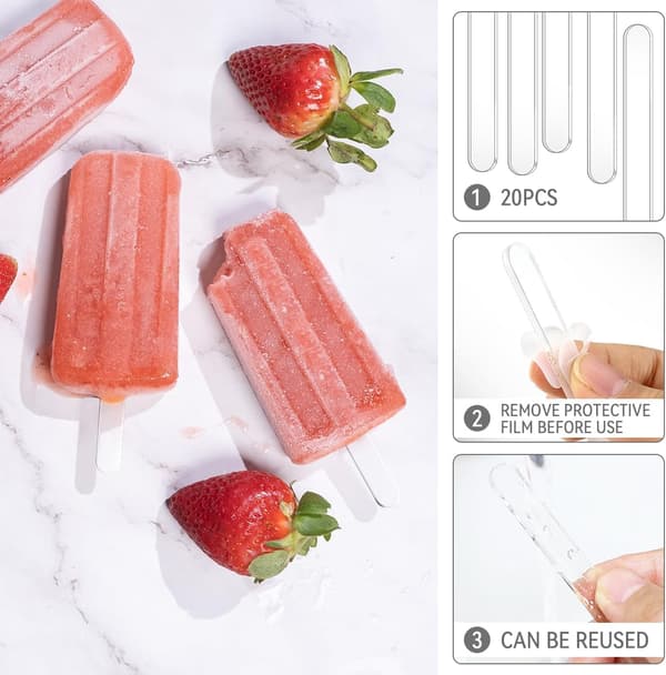20-pak gennemsigtige akryl DIY ispinde og formtilbehør - 11,3 cm