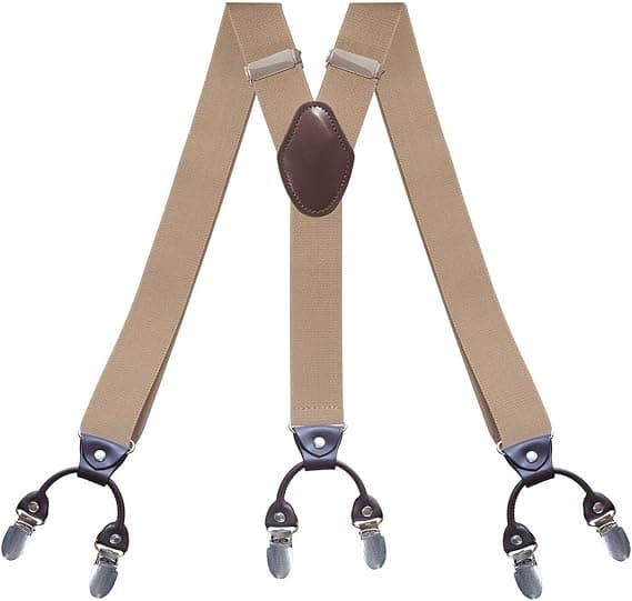 Justerbare Y-formede seler i polyester til mænd med quick-release spænder og robuste clips (beige)