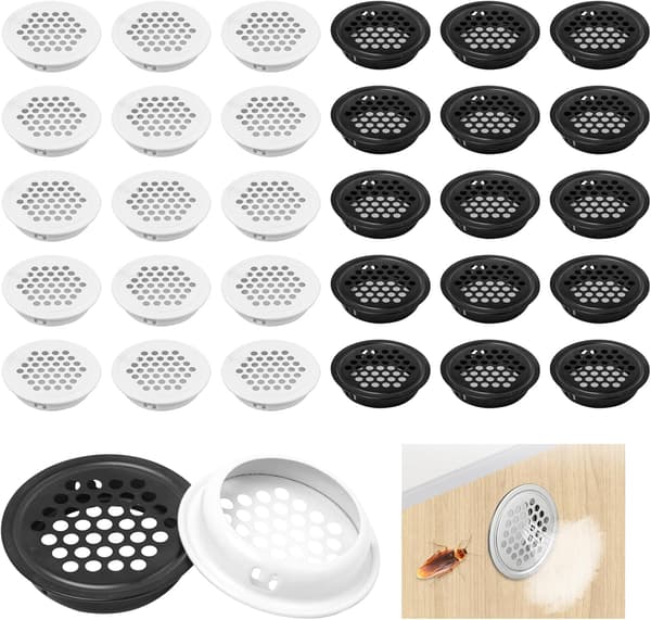 35 mm ventilationsrist, 30 stk., sort og hvid garderobe i rustfrit stål